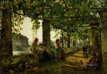 ブドウが絡んだベランダ シルベスター・シチェドリン ロシア人 Oil Paintings